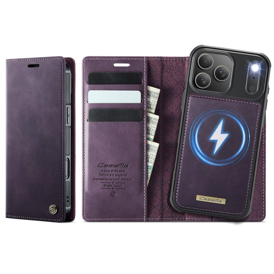 CASEME iPhone 17 Pro Max Case 2-in-1 Detachable Wallet Vegan Leather Flip Cover - Compatible with MagSafe