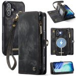 CASEME For iPhone 17 Case 2-in-1 Detachable Magnetic Zipper Wallet Vegan Leather Flip Cover