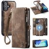 CASEME For iPhone 17 Case 2-in-1 Detachable Magnetic Zipper Wallet Vegan Leather Flip Cover