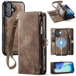 CASEME For iPhone 17 Case 2-in-1 Detachable Magnetic Zipper Wallet Vegan Leather Flip Cover
