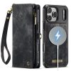 CASEME For iPhone 17 Pro Max Case 2-in-1 Detachable Magnetic Zipper Wallet Vegan Leather Flip Cover