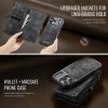 CASEME For iPhone 17 Pro Max Case 2-in-1 Detachable Magnetic Zipper Wallet Vegan Leather Flip Cover