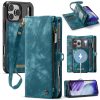 CASEME For iPhone 17 Pro Max Case 2-in-1 Detachable Magnetic Zipper Wallet Vegan Leather Flip Cover