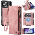 CASEME For iPhone 17 Pro Case 2-in-1 Detachable Magnetic Zipper Wallet Vegan Leather Flip Cover