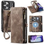 CASEME For iPhone 17 Pro Case 2-in-1 Detachable Magnetic Zipper Wallet Vegan Leather Flip Cover