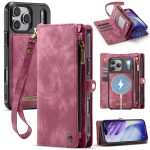 CASEME For iPhone 17 Pro Case 2-in-1 Detachable Magnetic Zipper Wallet Vegan Leather Flip Cover