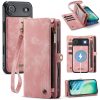 CASEME For iPhone Air Case 2-in-1 Detachable Magnetic Zipper Wallet Vegan Leather Flip Cover