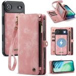 CASEME For iPhone Air Case 2-in-1 Detachable Magnetic Zipper Wallet Vegan Leather Flip Cover