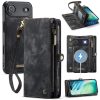 CASEME For iPhone Air Case 2-in-1 Detachable Magnetic Zipper Wallet Vegan Leather Flip Cover