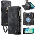 CASEME For iPhone Air Case 2-in-1 Detachable Magnetic Zipper Wallet Vegan Leather Flip Cover
