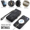CASEME For iPhone Air Case 2-in-1 Detachable Magnetic Zipper Wallet Vegan Leather Flip Cover