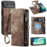 CASEME For iPhone Air Case 2-in-1 Detachable Magnetic Zipper Wallet Vegan Leather Flip Cover