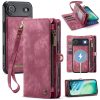 CASEME For iPhone Air Case 2-in-1 Detachable Magnetic Zipper Wallet Vegan Leather Flip Cover