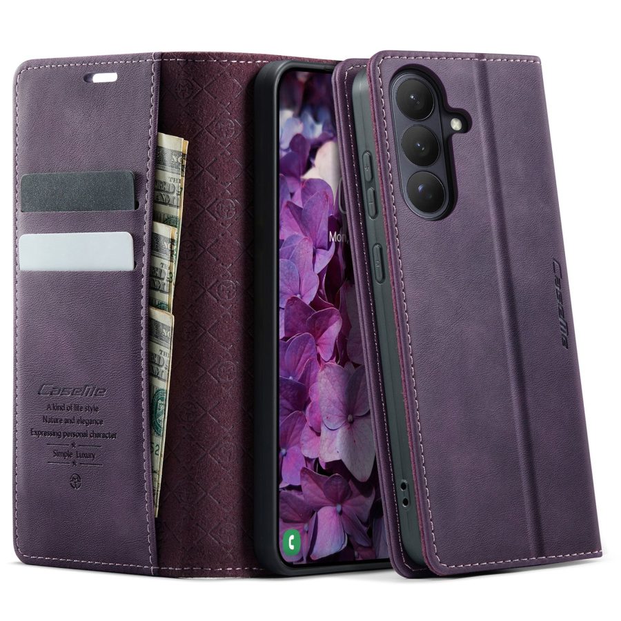 6601199199A-1 CASEME For Samsung Galaxy S26+ Case RFID Blocking Wallet Calf Texture Vegan Leather Flip Cover
