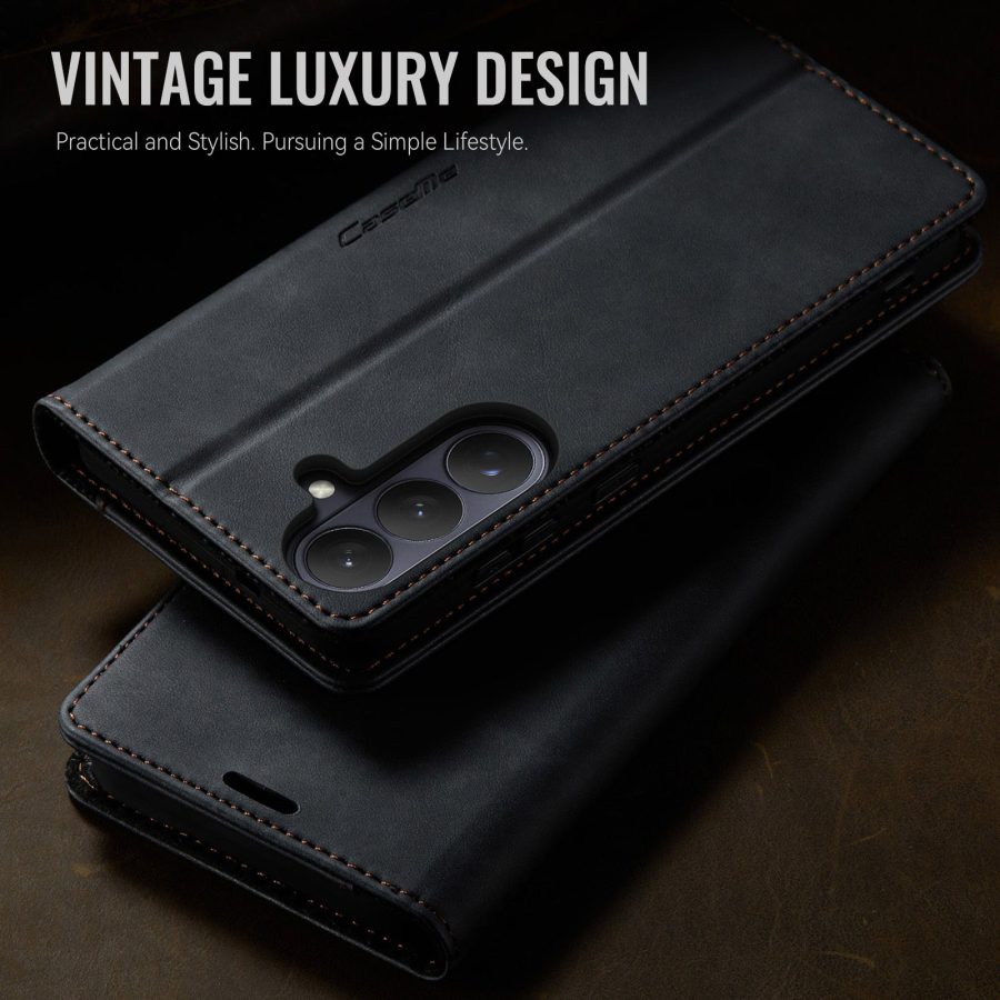 6601199199B-10 CASEME For Samsung Galaxy S26+ Case RFID Blocking Wallet Calf Texture Vegan Leather Flip Cover