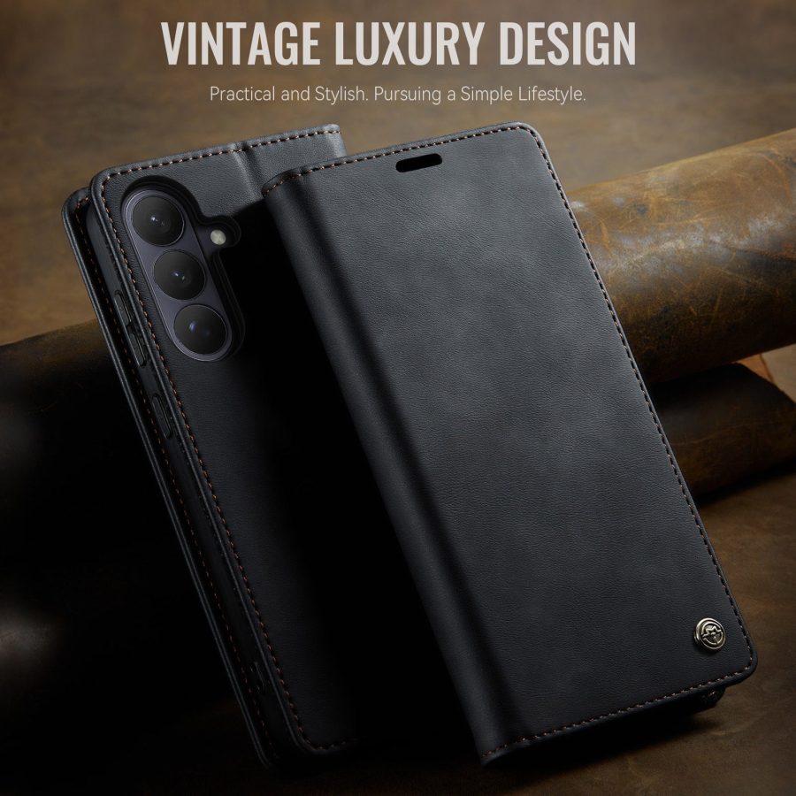 6601199199B-11 CASEME For Samsung Galaxy S26+ Case RFID Blocking Wallet Calf Texture Vegan Leather Flip Cover