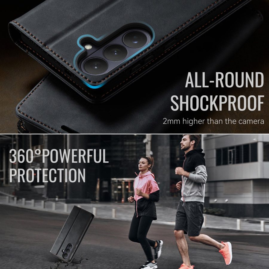 6601199200B-6 CASEME For Samsung Galaxy S26 Case RFID Blocking Wallet Calf Texture Vegan Leather Flip Cover