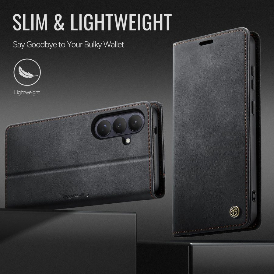 6601199200B-7 CASEME For Samsung Galaxy S26 Case RFID Blocking Wallet Calf Texture Vegan Leather Flip Cover