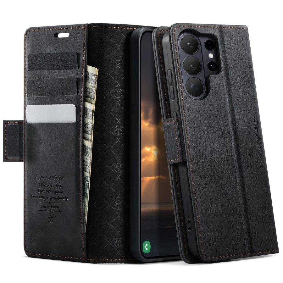 CASEME For Samsung Galaxy S26 Ultra Case RFID Blocking Wallet Calf Texture Vegan Leather Flip Cover