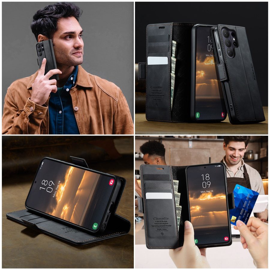 CASEME For Samsung Galaxy S26 Ultra Case RFID Blocking Wallet Calf Texture Vegan Leather Flip Cover