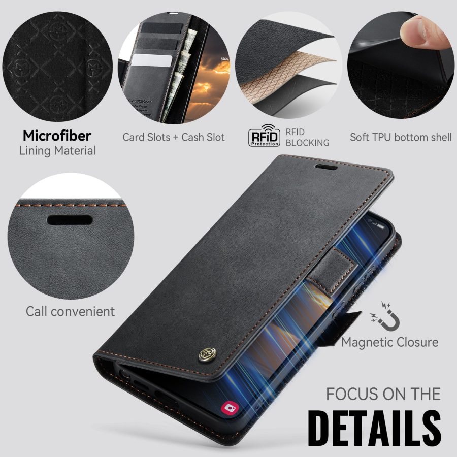 CASEME For Samsung Galaxy S26 Ultra Case RFID Blocking Wallet Calf Texture Vegan Leather Flip Cover