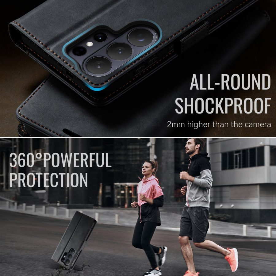 CASEME For Samsung Galaxy S26 Ultra Case RFID Blocking Wallet Calf Texture Vegan Leather Flip Cover