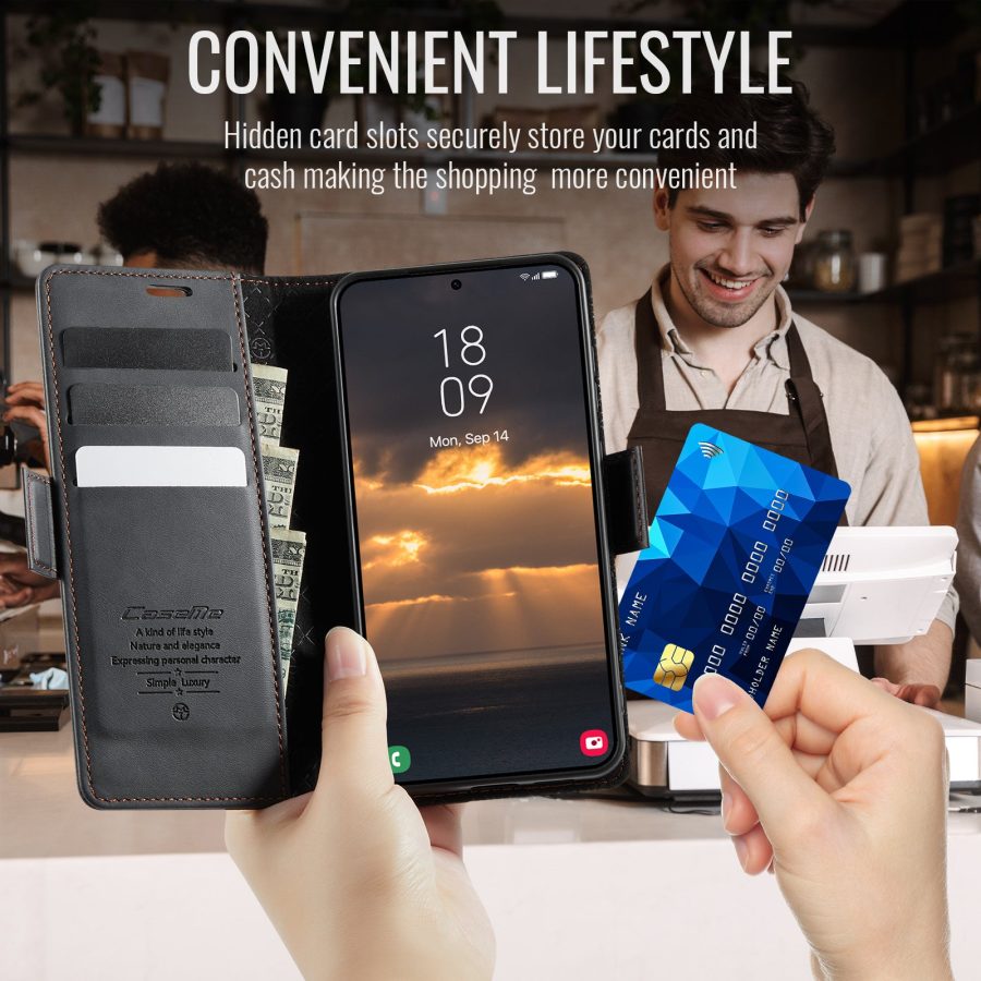 CASEME For Samsung Galaxy S26 Ultra Case RFID Blocking Wallet Calf Texture Vegan Leather Flip Cover