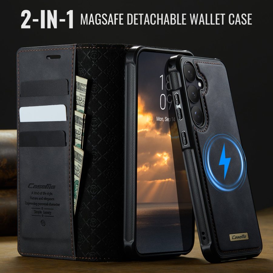 6601201987B-4 CASEME Samsung Galaxy S26 Case 2-in-1 Magnetic Detachable Wallet Vegan Leather Flip Cover