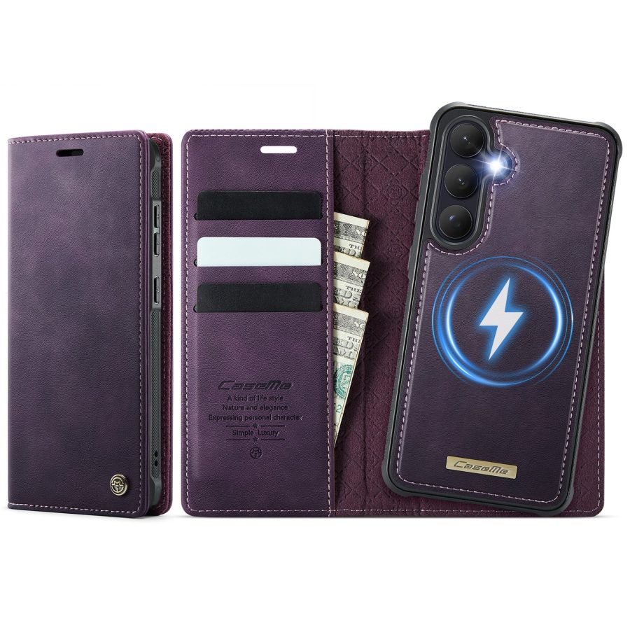 6601201987E-1 CASEME Samsung Galaxy S26 Case 2-in-1 Magnetic Detachable Wallet Vegan Leather Flip Cover