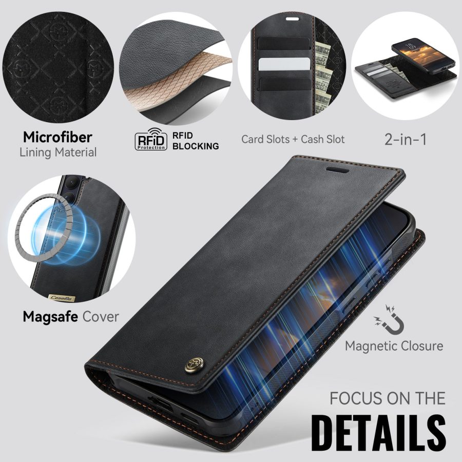 6601201988B-8 CASEME Samsung Galaxy S26+ Case 2-in-1 Magnetic Detachable Wallet Vegan Leather Flip Cover