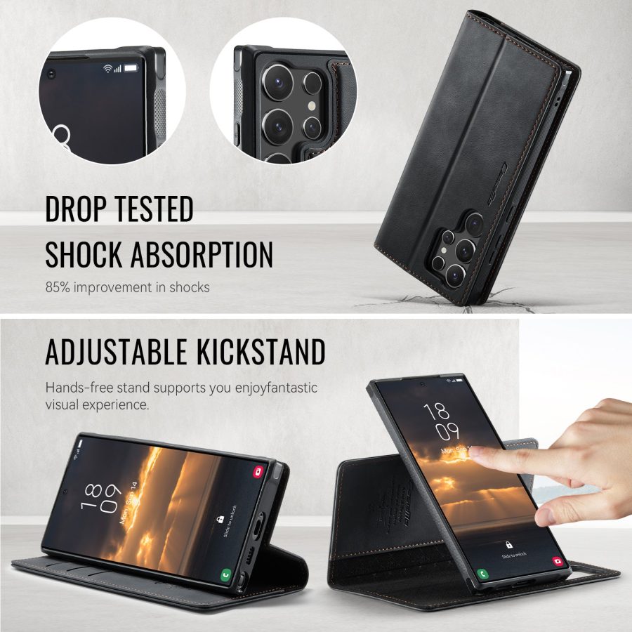 6601202011B-2 CASEME Samsung Galaxy S26 Ultra Case 2-in-1 Magnetic Detachable Wallet Vegan Leather Flip Cover