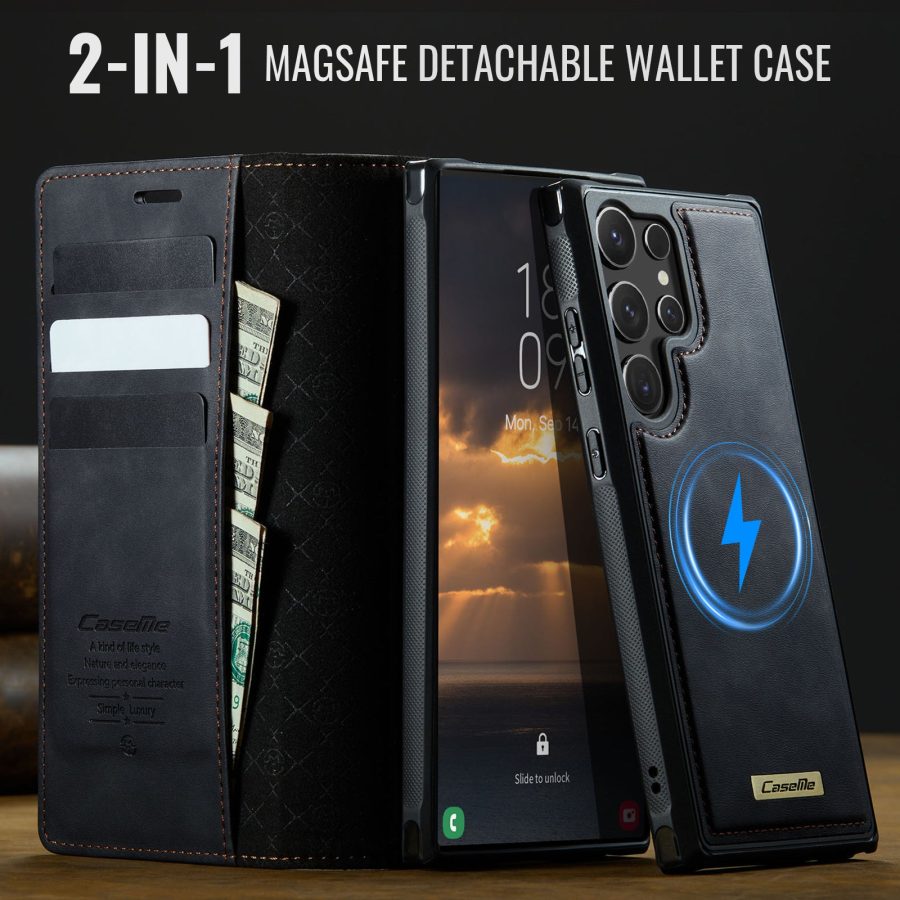 6601202011B-4 CASEME Samsung Galaxy S26 Ultra Case 2-in-1 Magnetic Detachable Wallet Vegan Leather Flip Cover