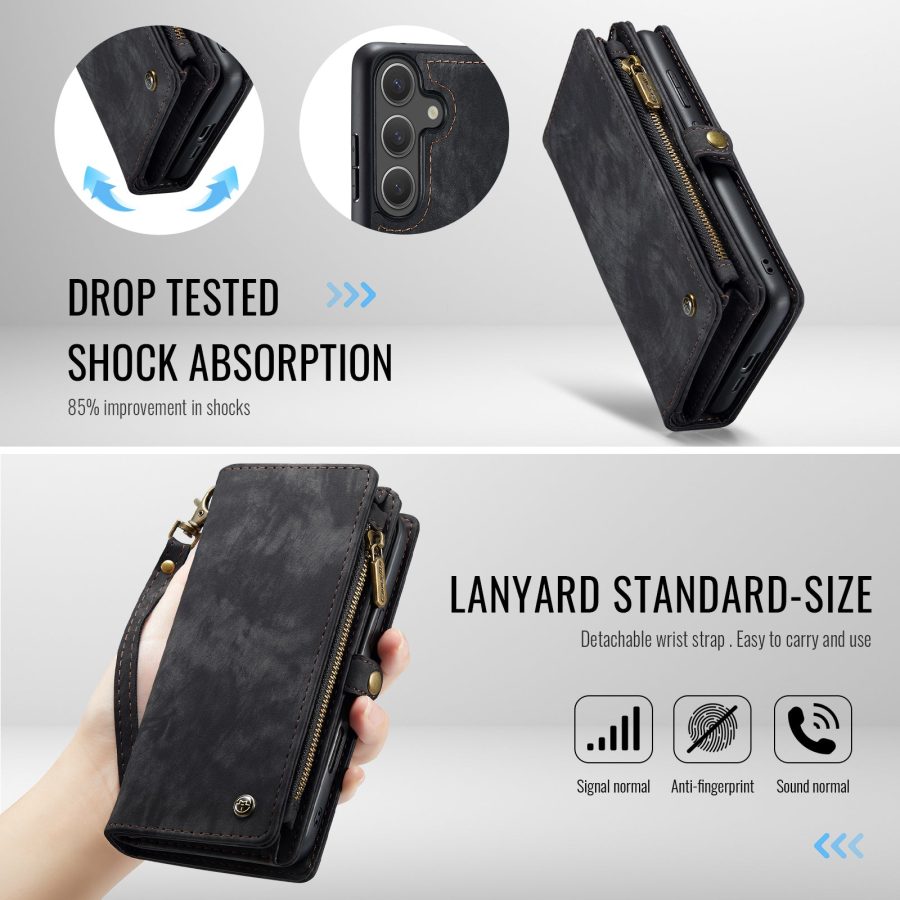 6601202013B-4 CASEME For Samsung Galaxy S26 Case 2-in-1 Detachable Magnetic Zipper Wallet Vegan Leather Flip Cover