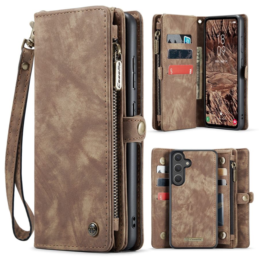 6601202013D-1 CASEME For Samsung Galaxy S26 Case 2-in-1 Detachable Magnetic Zipper Wallet Vegan Leather Flip Cover