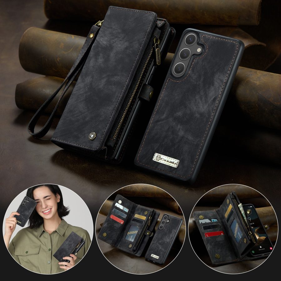 6601202015B-5 CASEME For Samsung Galaxy S26+ Case 2-in-1 Detachable Magnetic Zipper Wallet Vegan Leather Flip Cover