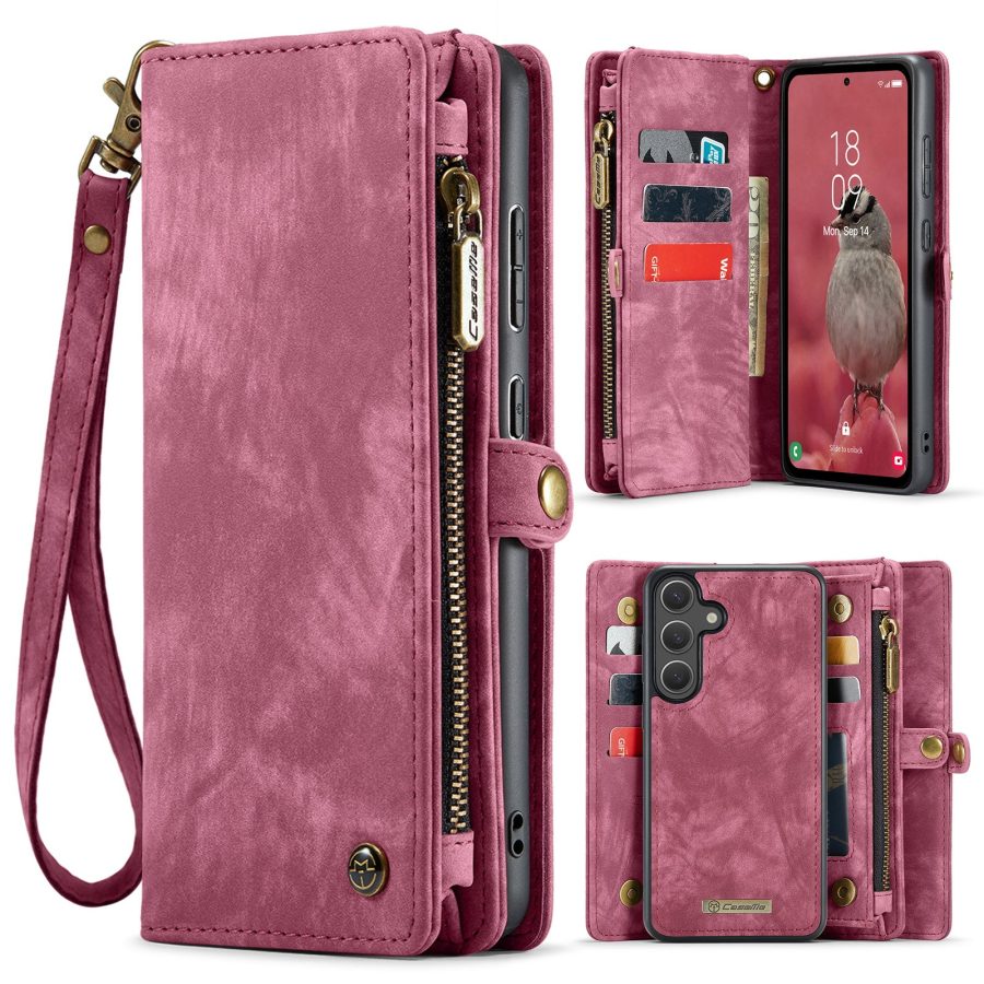 6601202015C-1 CASEME For Samsung Galaxy S26+ Case 2-in-1 Detachable Magnetic Zipper Wallet Vegan Leather Flip Cover
