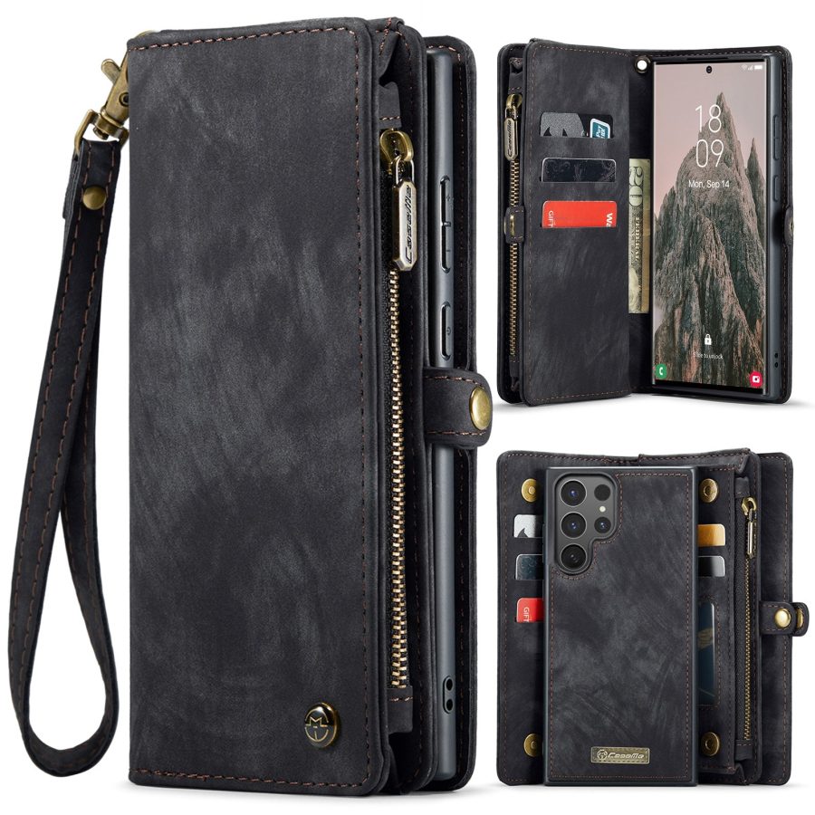6601202017B-1 CASEME For Samsung Galaxy S26 Ultra Case 2-in-1 Detachable Magnetic Zipper Wallet Vegan Leather Flip Cover