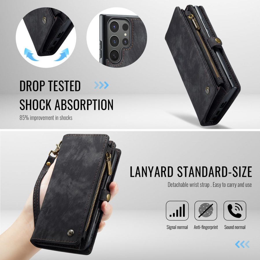 6601202017B-4 CASEME For Samsung Galaxy S26 Ultra Case 2-in-1 Detachable Magnetic Zipper Wallet Vegan Leather Flip Cover
