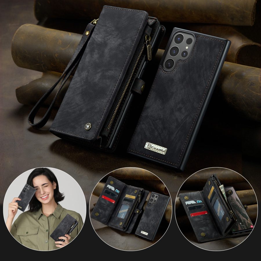 6601202017B-5 CASEME For Samsung Galaxy S26 Ultra Case 2-in-1 Detachable Magnetic Zipper Wallet Vegan Leather Flip Cover