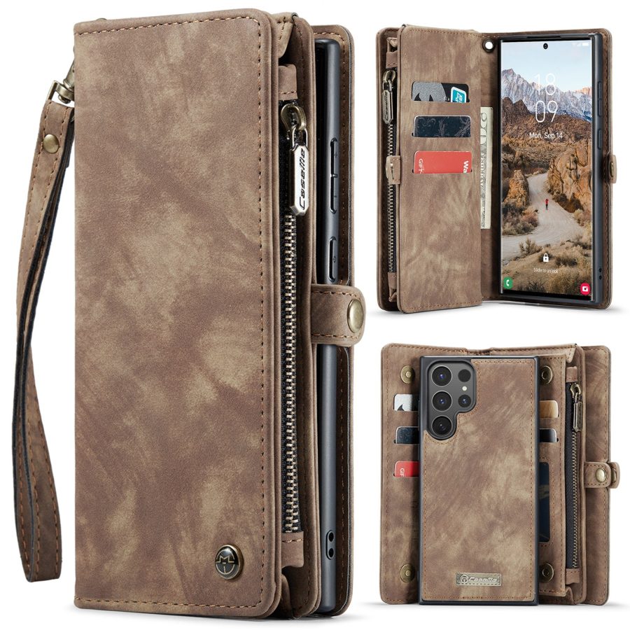 6601202017D-1 CASEME For Samsung Galaxy S26 Ultra Case 2-in-1 Detachable Magnetic Zipper Wallet Vegan Leather Flip Cover