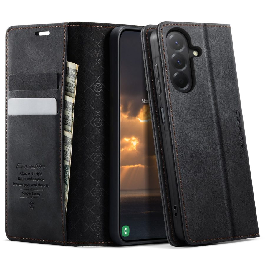 6601202957A-1 CASEME For Samsung Galaxy A37 Case RFID Blocking Wallet Calf Texture Vegan Leather Flip Cover
