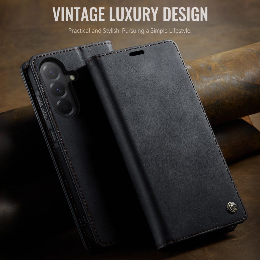 6601202957A-11 CASEME For Samsung Galaxy A37 Case RFID Blocking Wallet Calf Texture Vegan Leather Flip Cover
