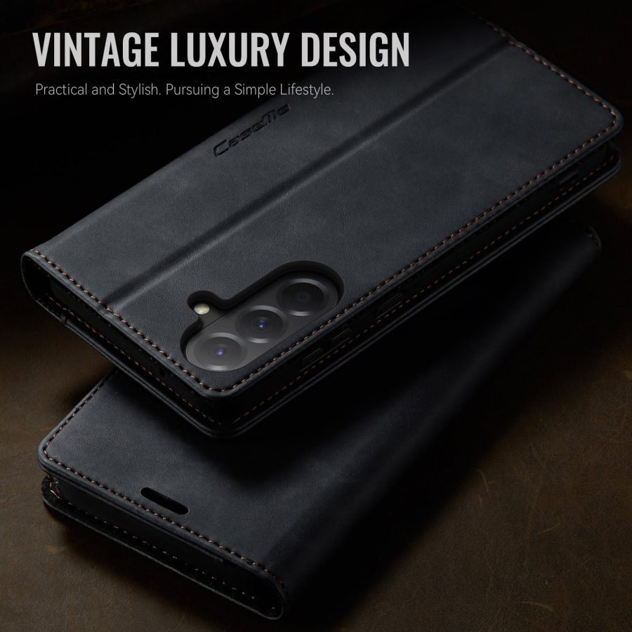 6601202959A-10 CASEME For Samsung Galaxy A57 Case RFID Blocking Wallet Calf Texture Vegan Leather Flip Cover