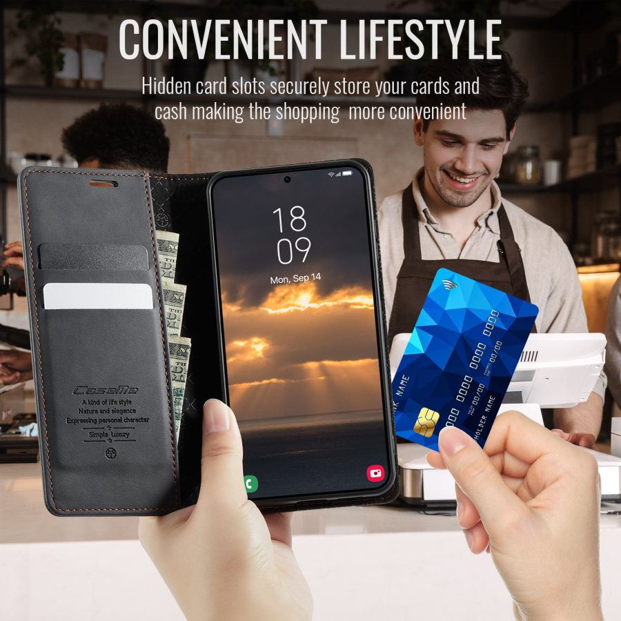 6601202959A-9 CASEME For Samsung Galaxy A57 Case RFID Blocking Wallet Calf Texture Vegan Leather Flip Cover