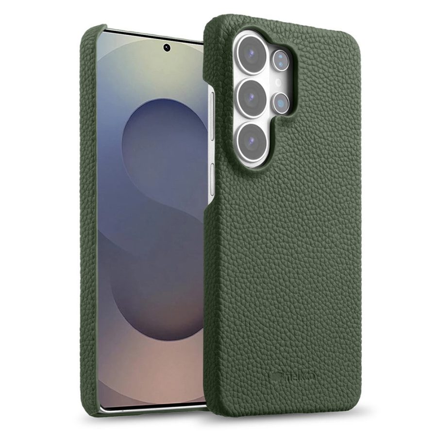 6601205461D-1 MELKCO For Samsung Galaxy S26 Ultra Case Genuine Cow Leather PC Phone Cover Magnetic Case