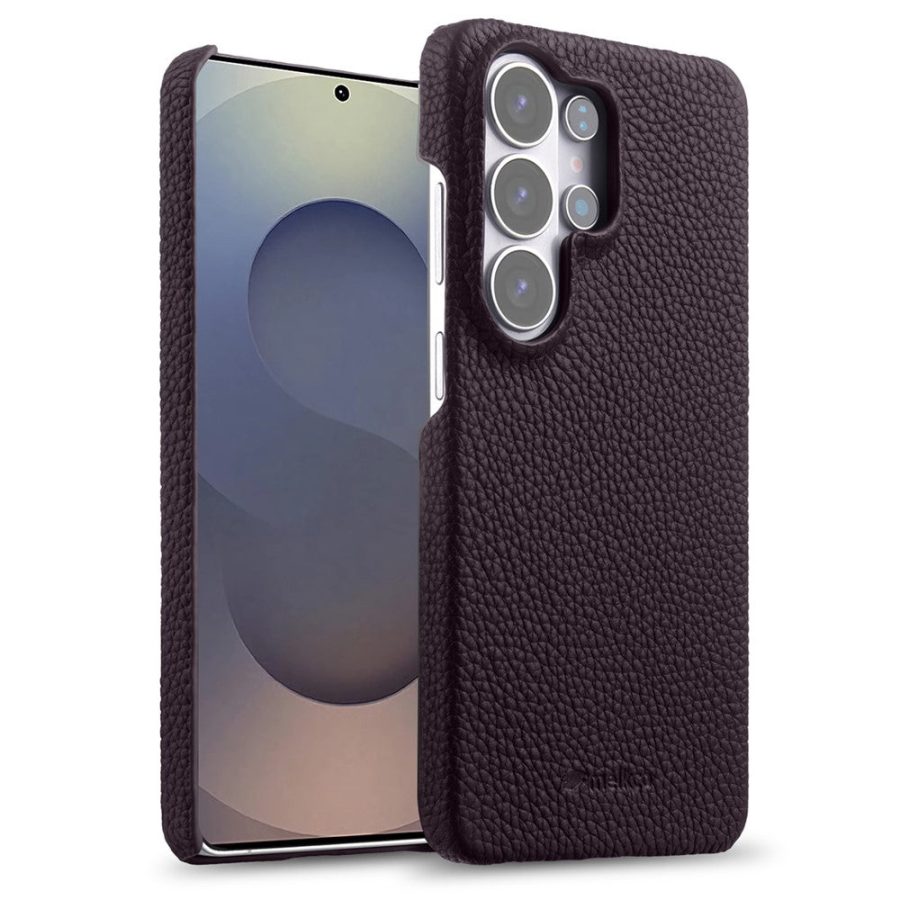 6601205461G-1 MELKCO For Samsung Galaxy S26 Ultra Case Genuine Cow Leather PC Phone Cover Magnetic Case