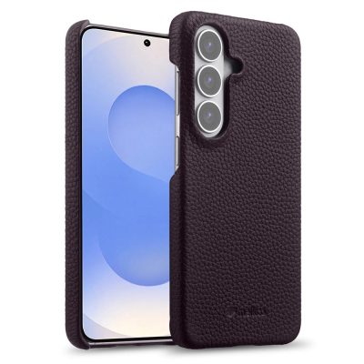 6601205462G-1 MELKCO For Samsung Galaxy S26+ Case Genuine Cow Leather PC Phone Cover Magnetic Case