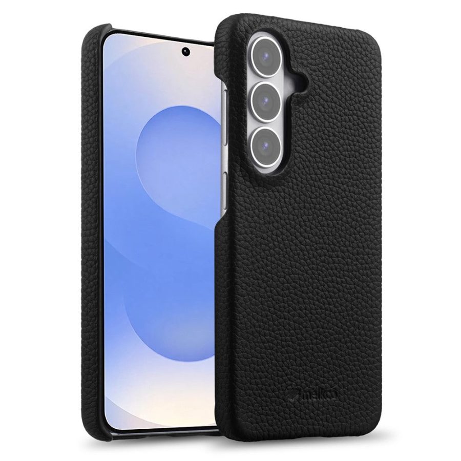 MELKCO For Samsung Galaxy S26 Case Genuine Cow Leather PC Phone Cover Magnetic Case