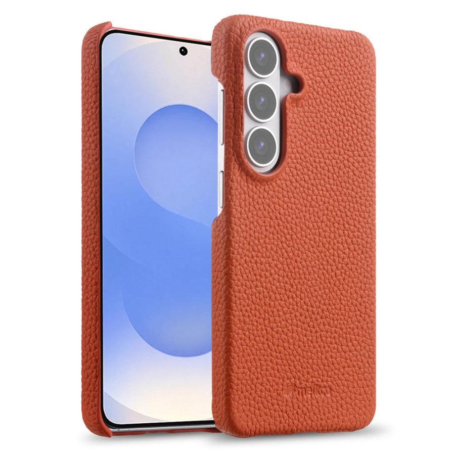 MELKCO For Samsung Galaxy S26 Case Genuine Cow Leather PC Phone Cover Magnetic Case