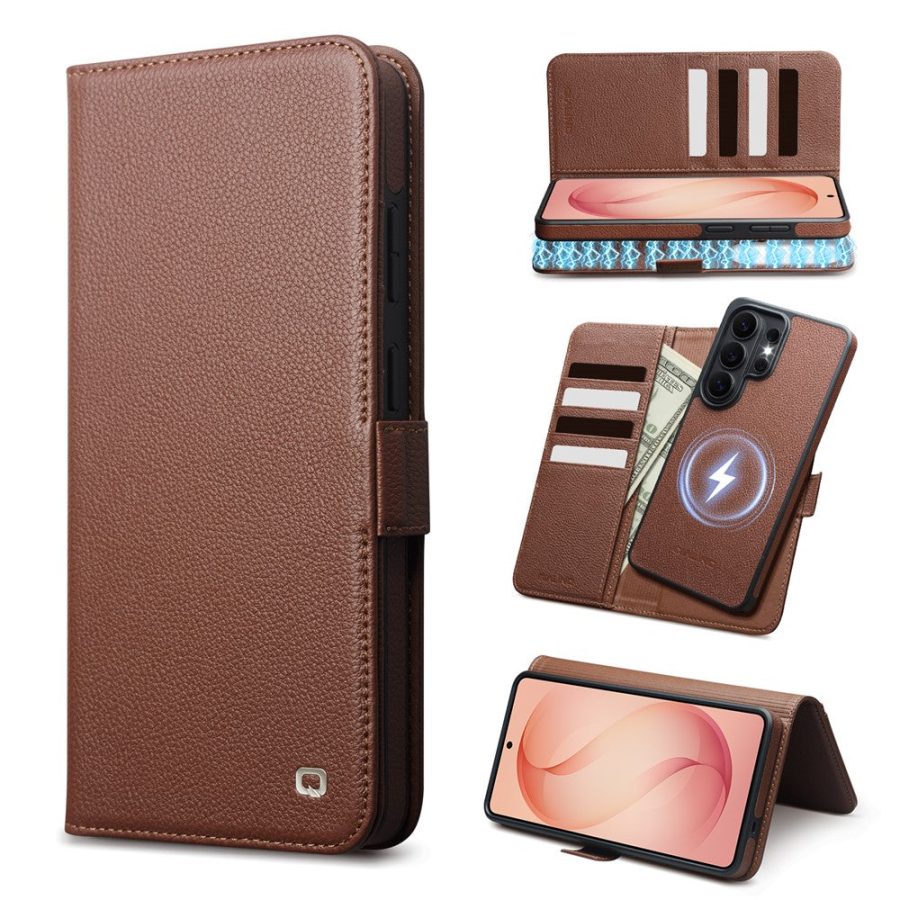 6601205638B-1_a6d183ab-edd8-47d1-99e8-a8850645a902 QIALINO For Samsung Galaxy S26 Ultra Case Detachable Magnetic Wallet Genuine Leather Flip Phone Cover